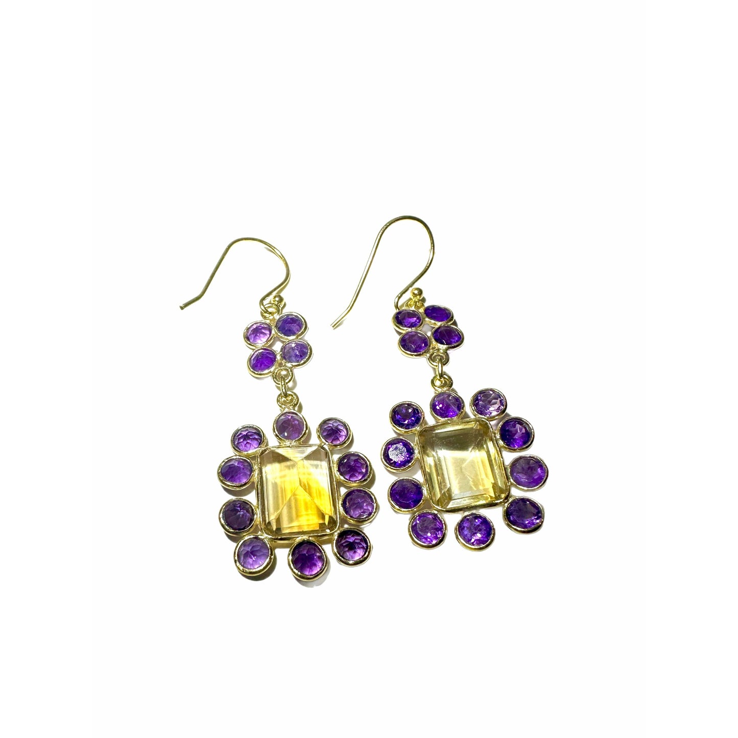 Citrine and amethyst earrings