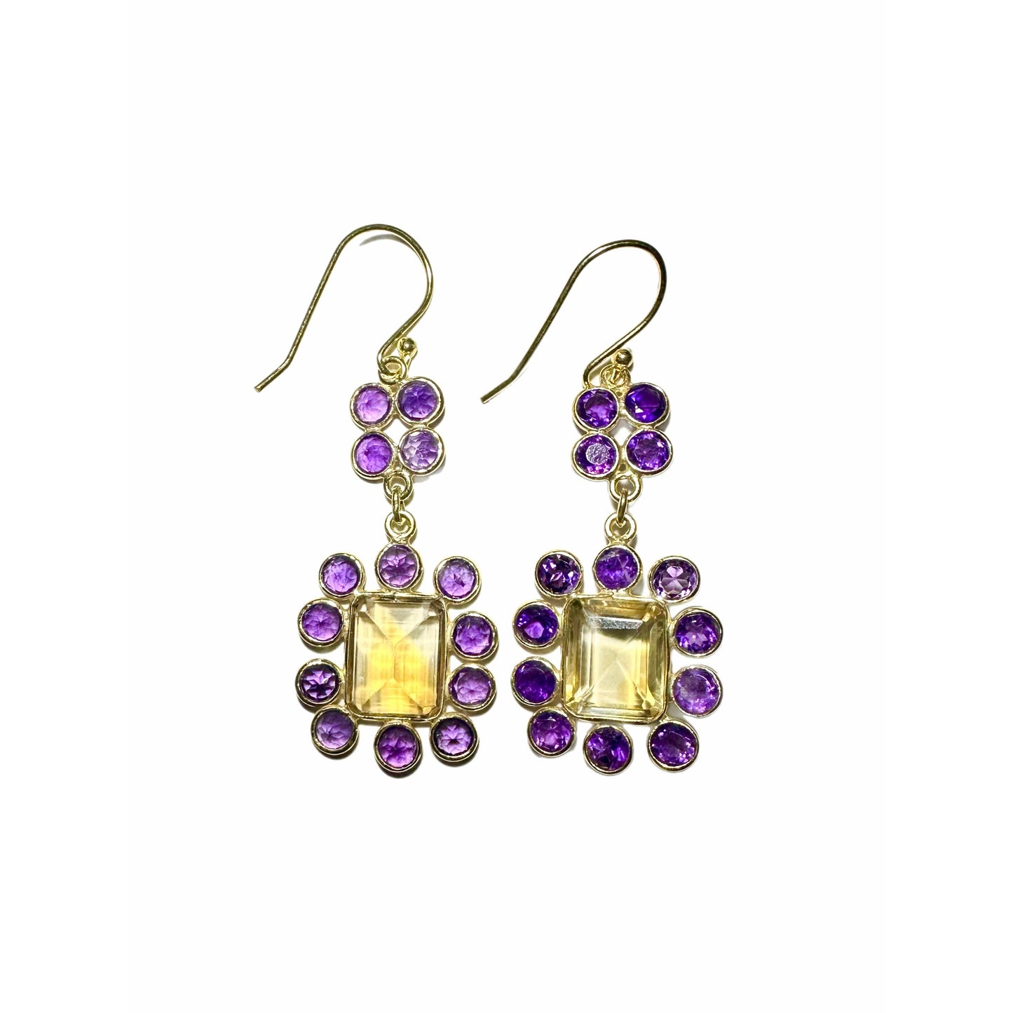 Citrine and amethyst earrings