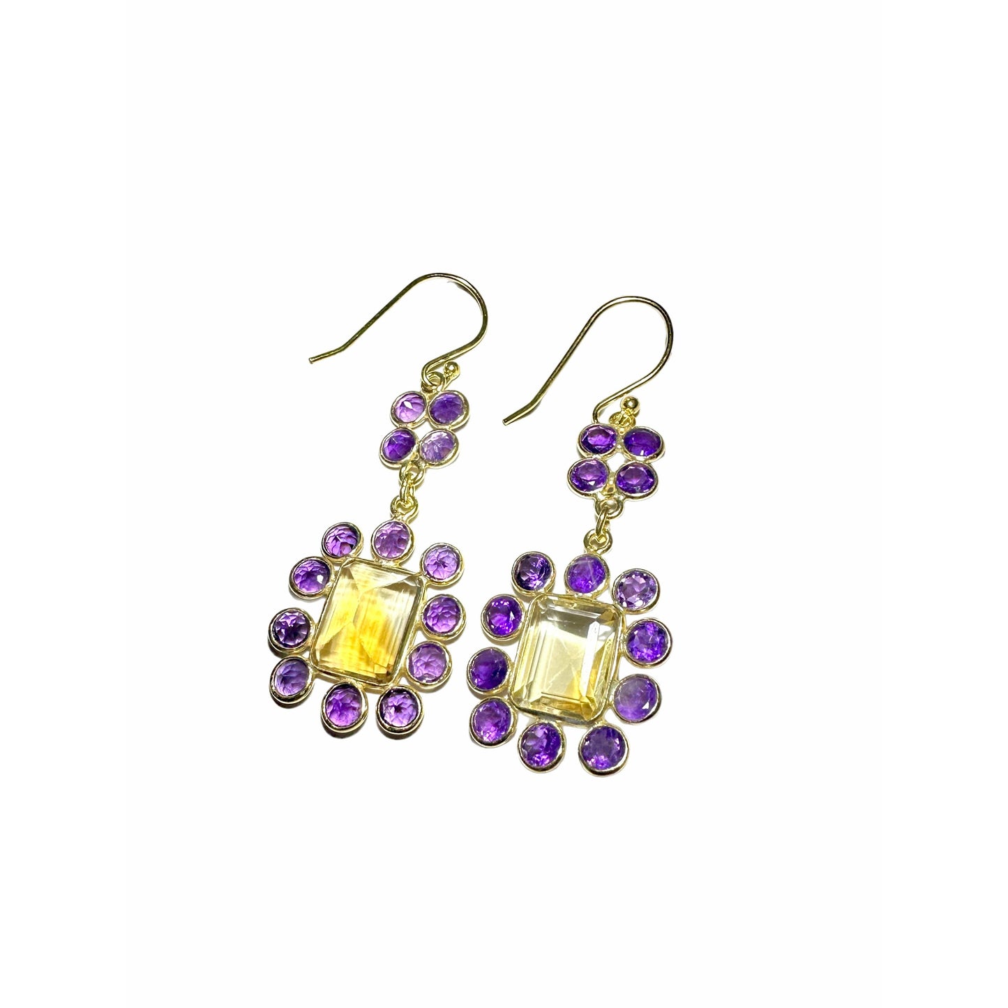 Citrine and amethyst earrings