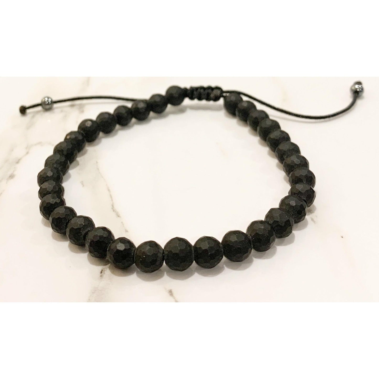 Faceted Matte Onyx Stone Bracelet